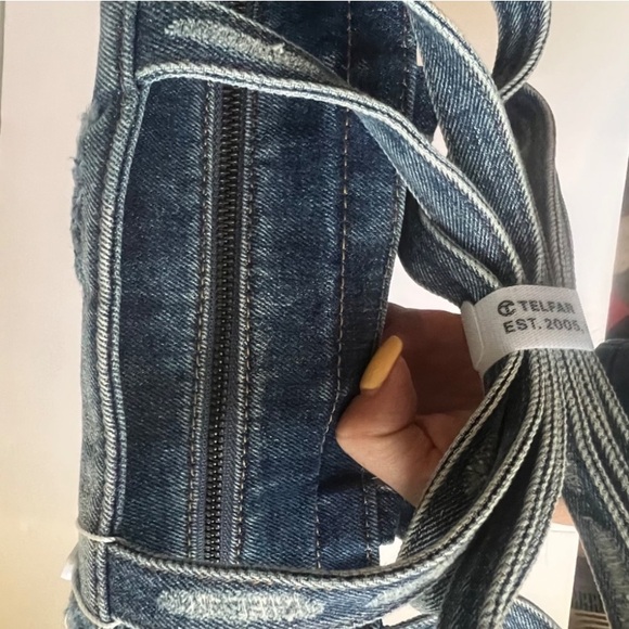 RARE distressed denim telfar bag purse - Picture 15 of 16